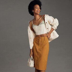 Anthropologie Bronze Colette Skirt by Maeve, Goldenrod Midi Pencil Skirt